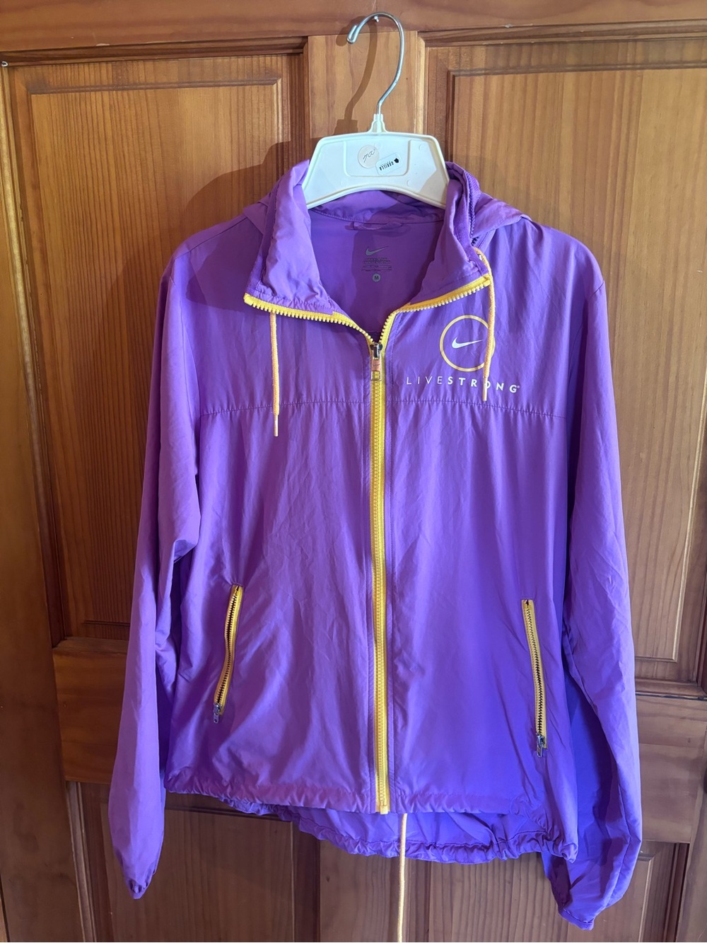 Nike Purple Livestrong Windbreaker Jacket with Yellow Trim
